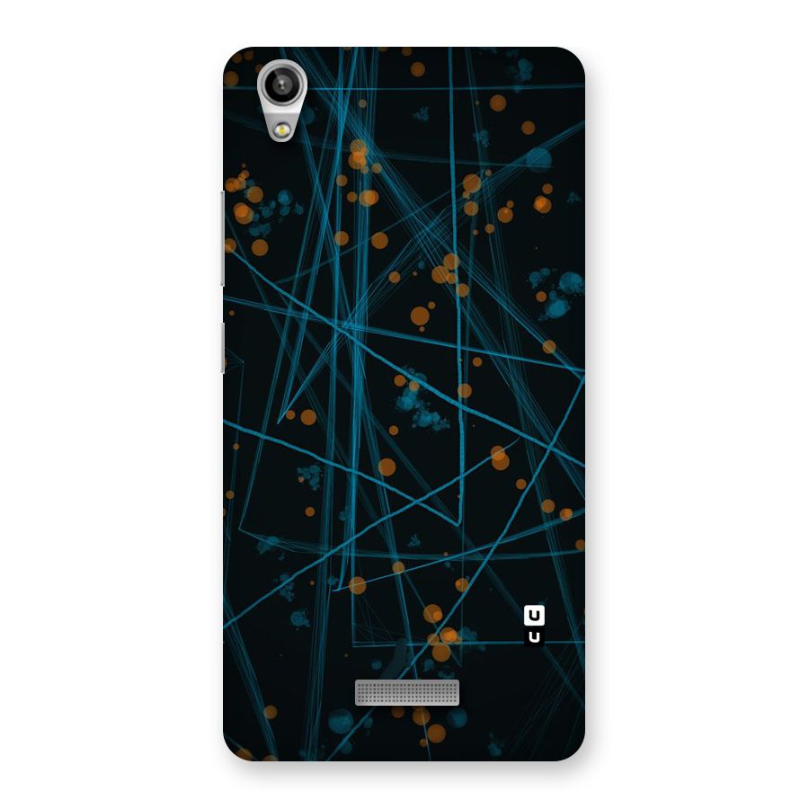 Blue Lines Gold Dots Back Case for Lava-Pixel-V1