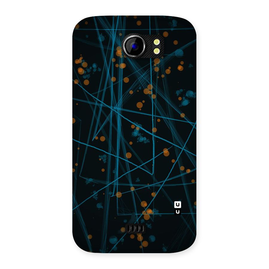 Blue Lines Gold Dots Back Case for Micromax Canvas 2 A110
