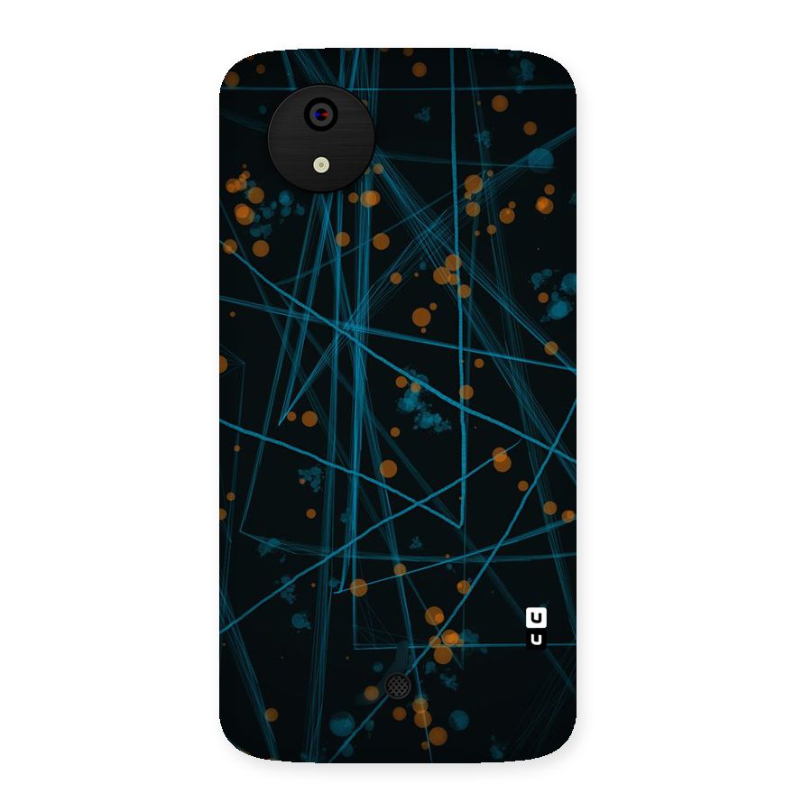 Blue Lines Gold Dots Back Case for Micromax Canvas A1