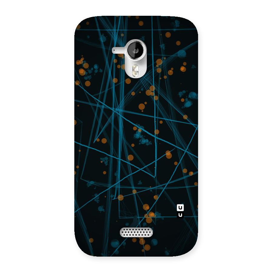 Blue Lines Gold Dots Back Case for Micromax Canvas HD A116