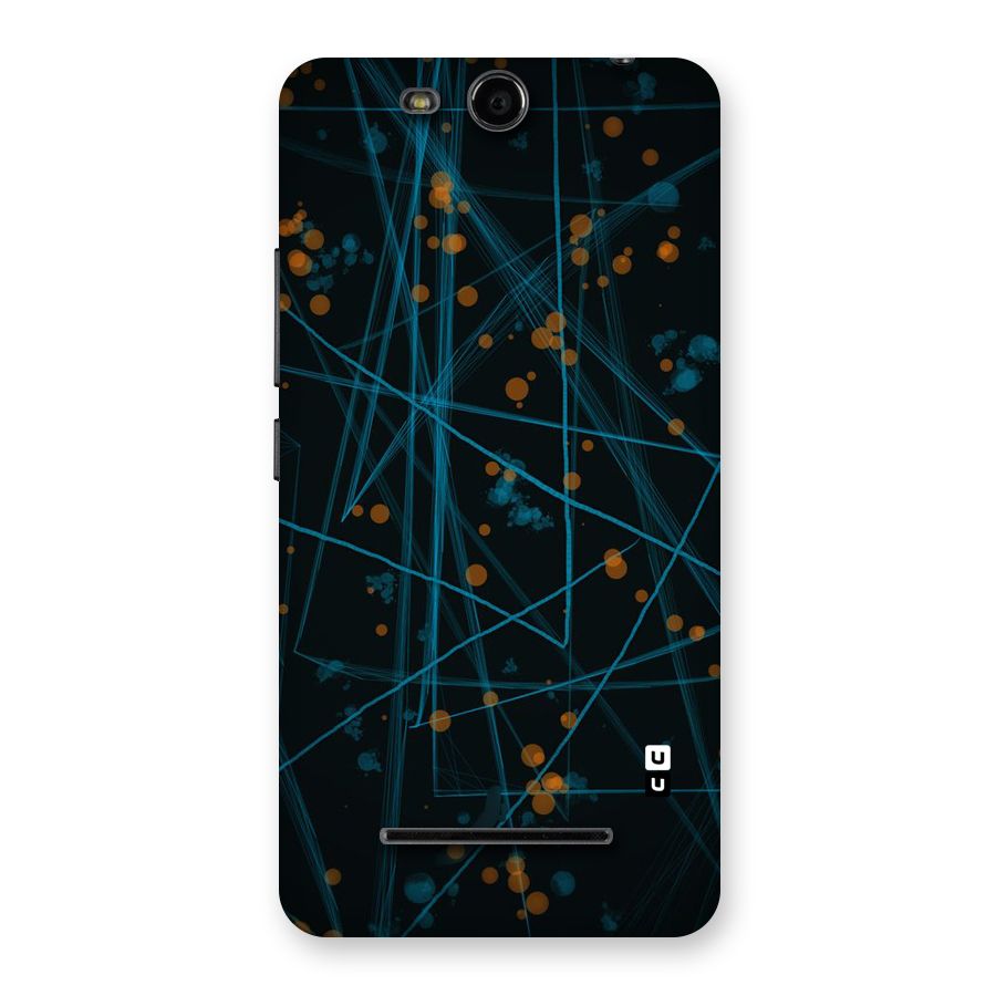 Blue Lines Gold Dots Back Case for Micromax Canvas Juice 3 Q392