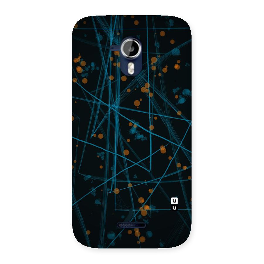 Blue Lines Gold Dots Back Case for Micromax Canvas Magnus A117