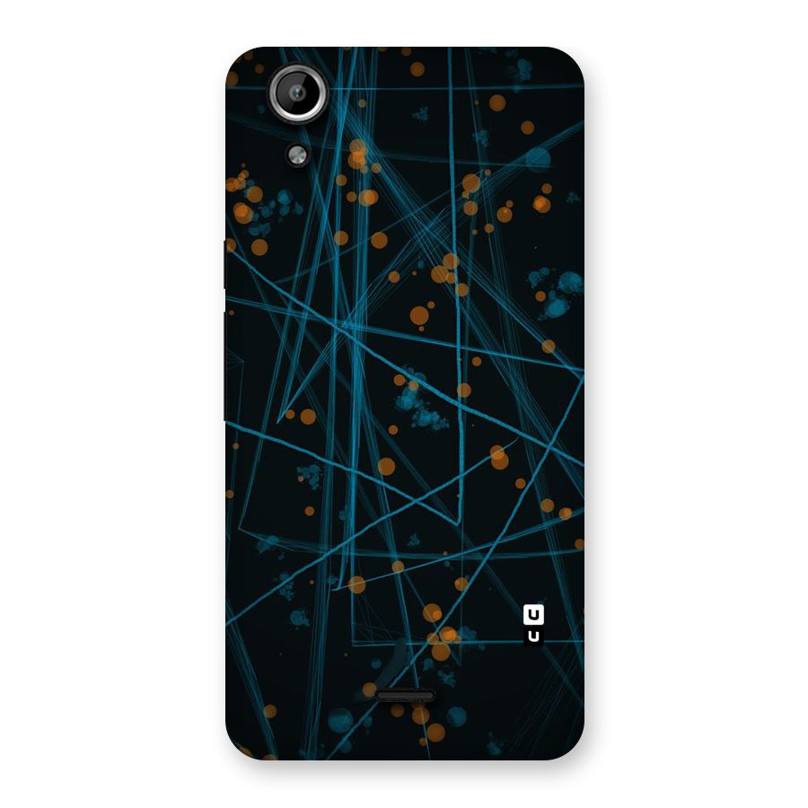 Blue Lines Gold Dots Back Case for Micromax Canvas Selfie Lens Q345