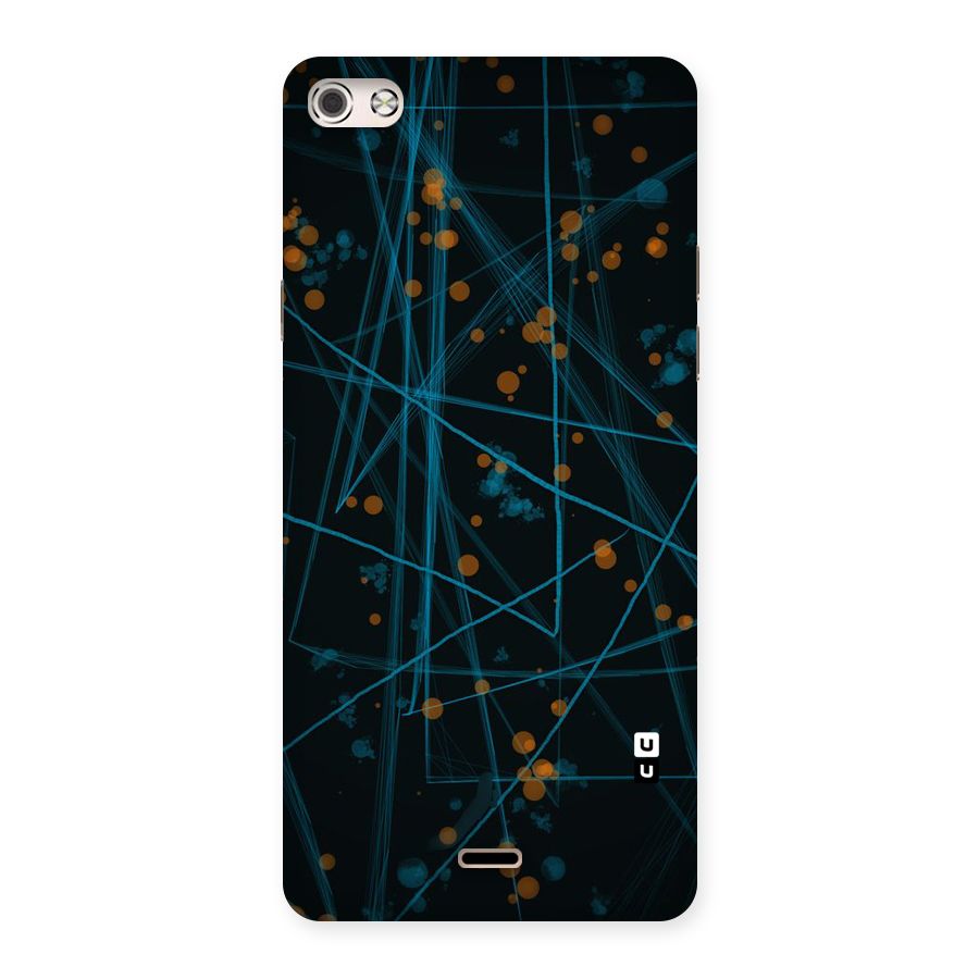 Blue Lines Gold Dots Back Case for Micromax Canvas Silver 5