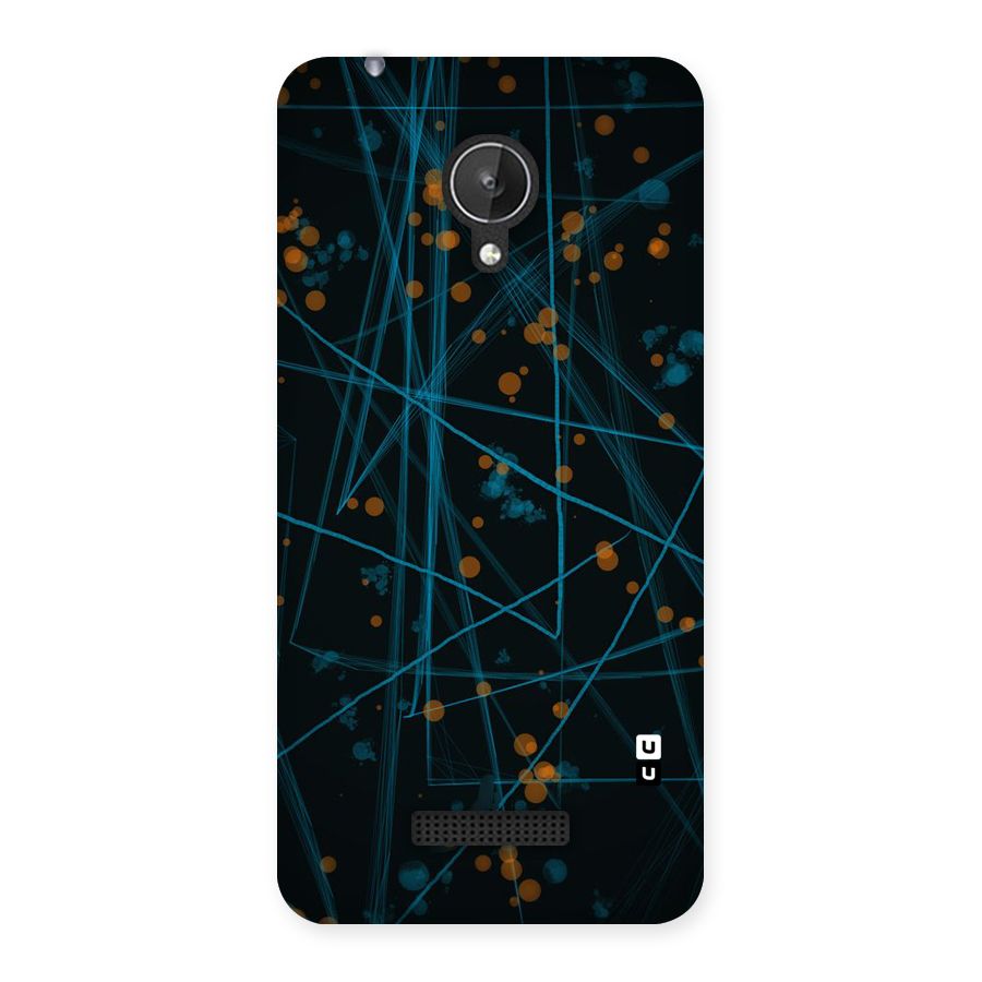 Blue Lines Gold Dots Back Case for Micromax Canvas Spark Q380