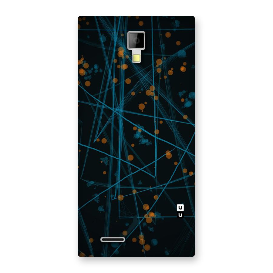 Blue Lines Gold Dots Back Case for Micromax Canvas Xpress A99