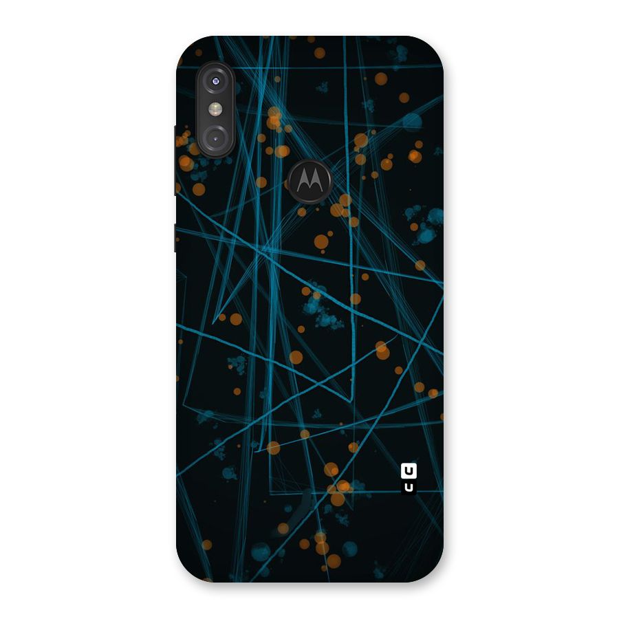 Blue Lines Gold Dots Back Case for Motorola One Power