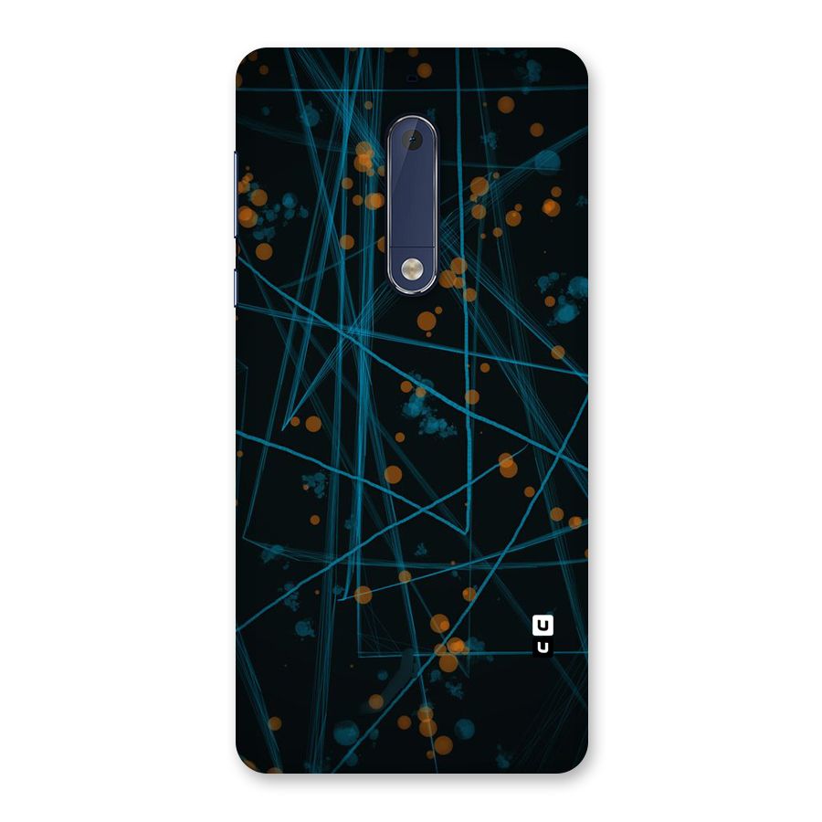 Blue Lines Gold Dots Back Case for Nokia 5