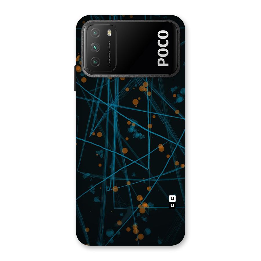 Blue Lines Gold Dots Back Case for Poco M3