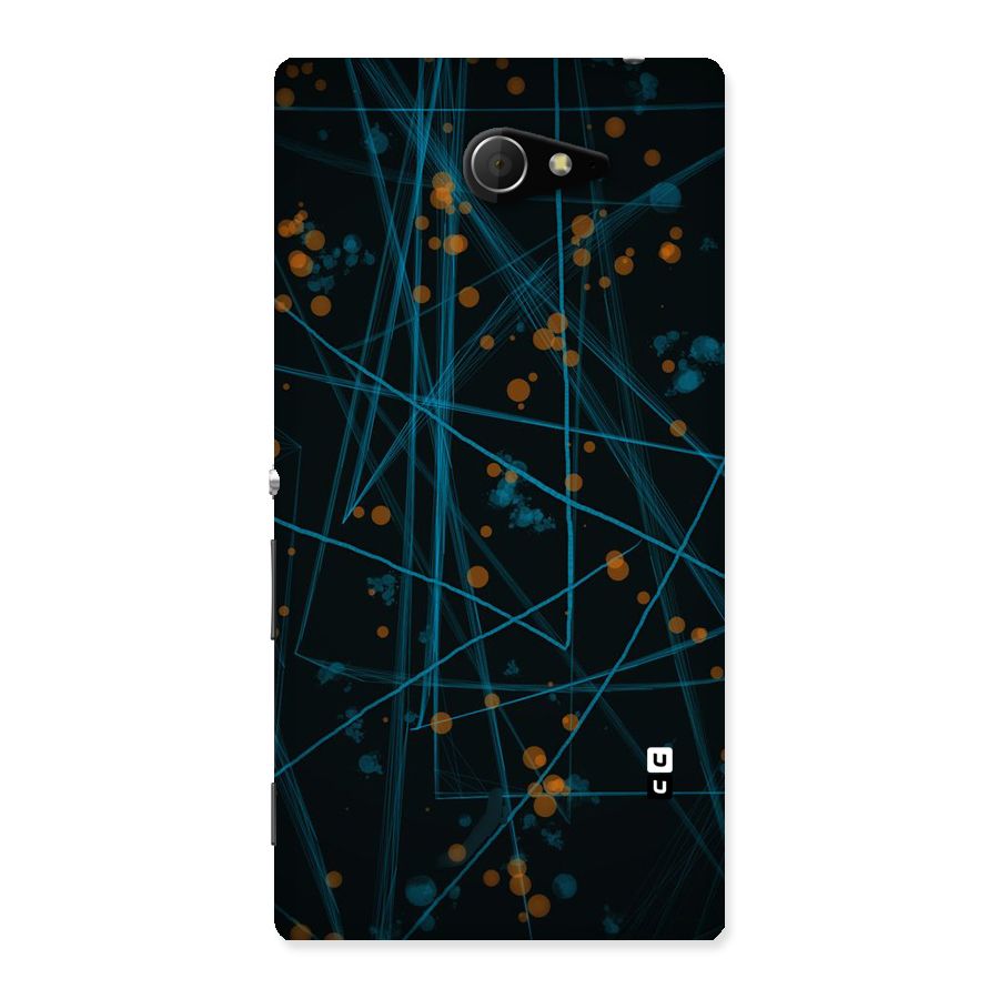 Blue Lines Gold Dots Back Case for Sony Xperia M2