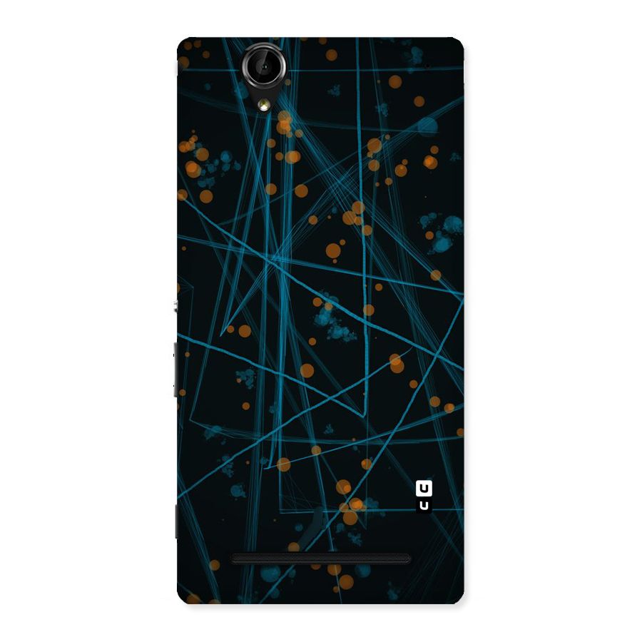 Blue Lines Gold Dots Back Case for Sony Xperia T2