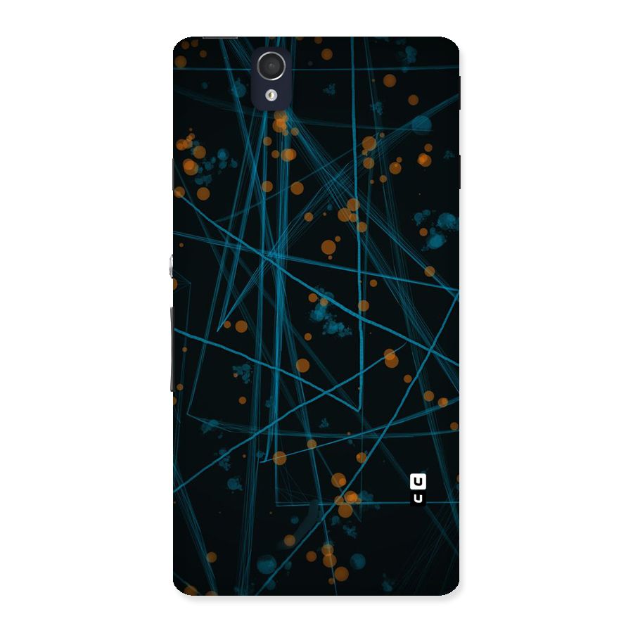 Blue Lines Gold Dots Back Case for Sony Xperia Z