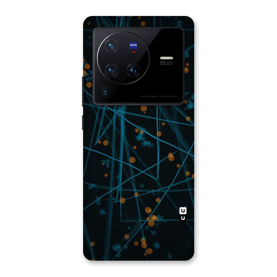 Blue Lines Gold Dots Back Case for Vivo X80 Pro