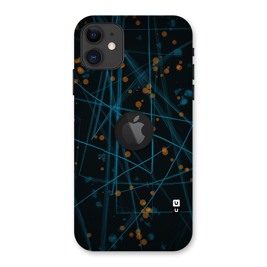 Blue Lines Gold Dots Back Case for iPhone 11 Logo Cut