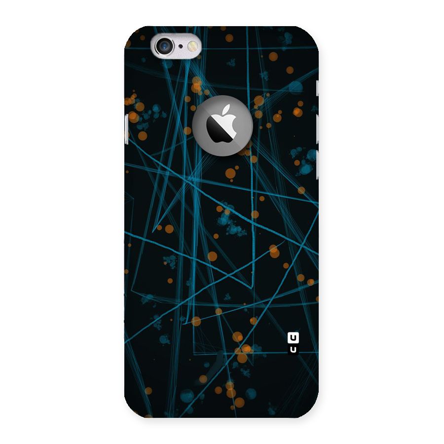 Blue Lines Gold Dots Back Case for iPhone 6 Logo Cut