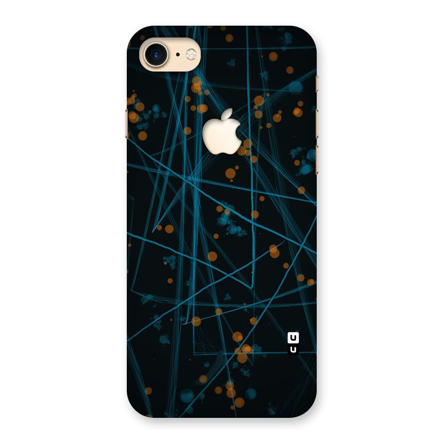 Blue Lines Gold Dots Back Case for iPhone 7 Apple Cut