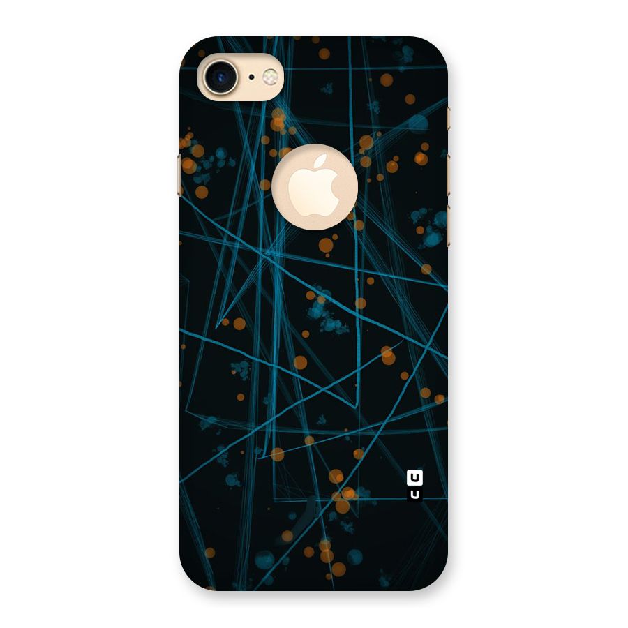 Blue Lines Gold Dots Back Case for iPhone 7 Logo Cut