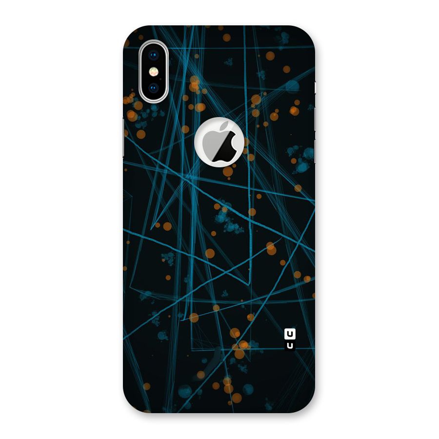 Blue Lines Gold Dots Back Case for iPhone XS Logo Cut