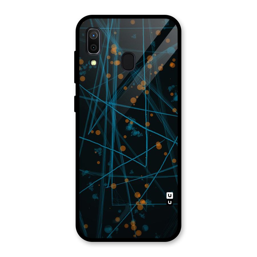 Blue Lines Gold Dots Glass Back Case for Galaxy A30