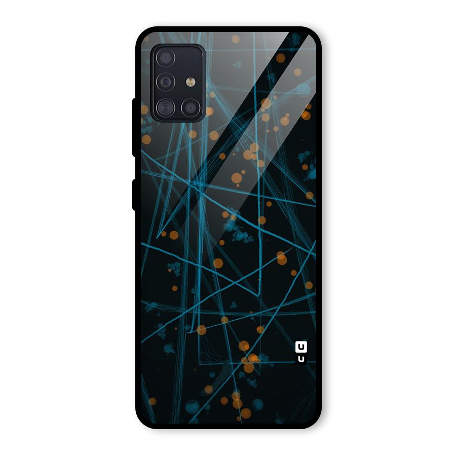 Blue Lines Gold Dots Glass Back Case for Galaxy A51