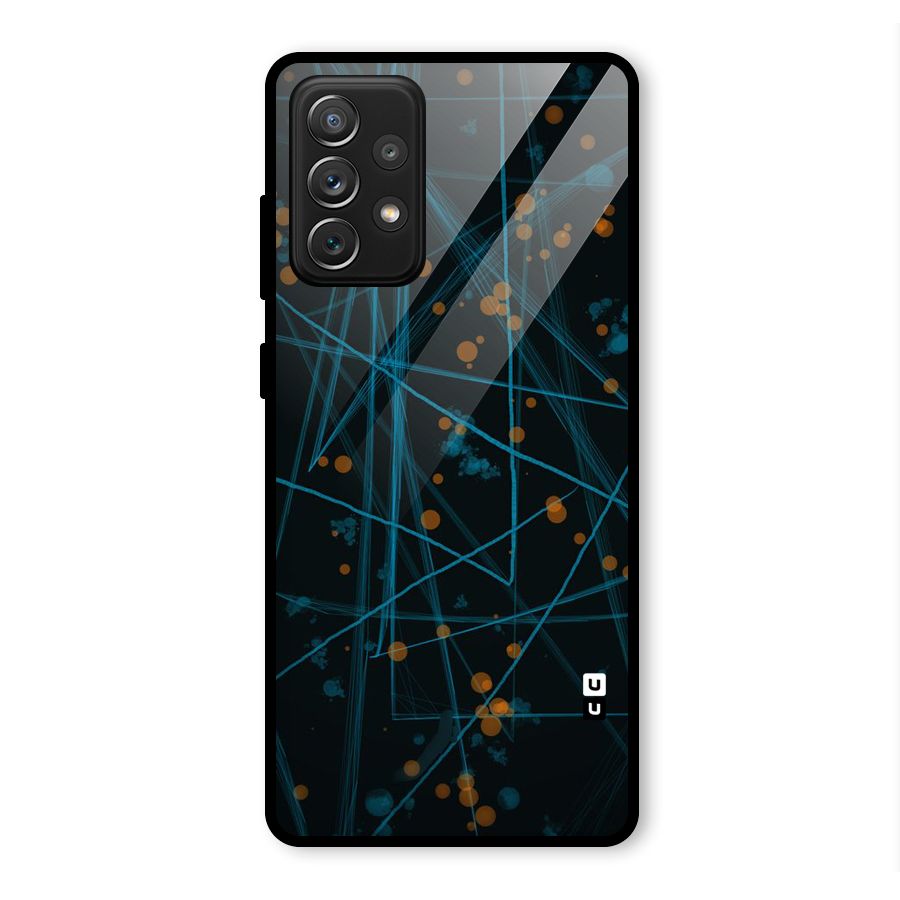 Blue Lines Gold Dots Glass Back Case for Galaxy A72