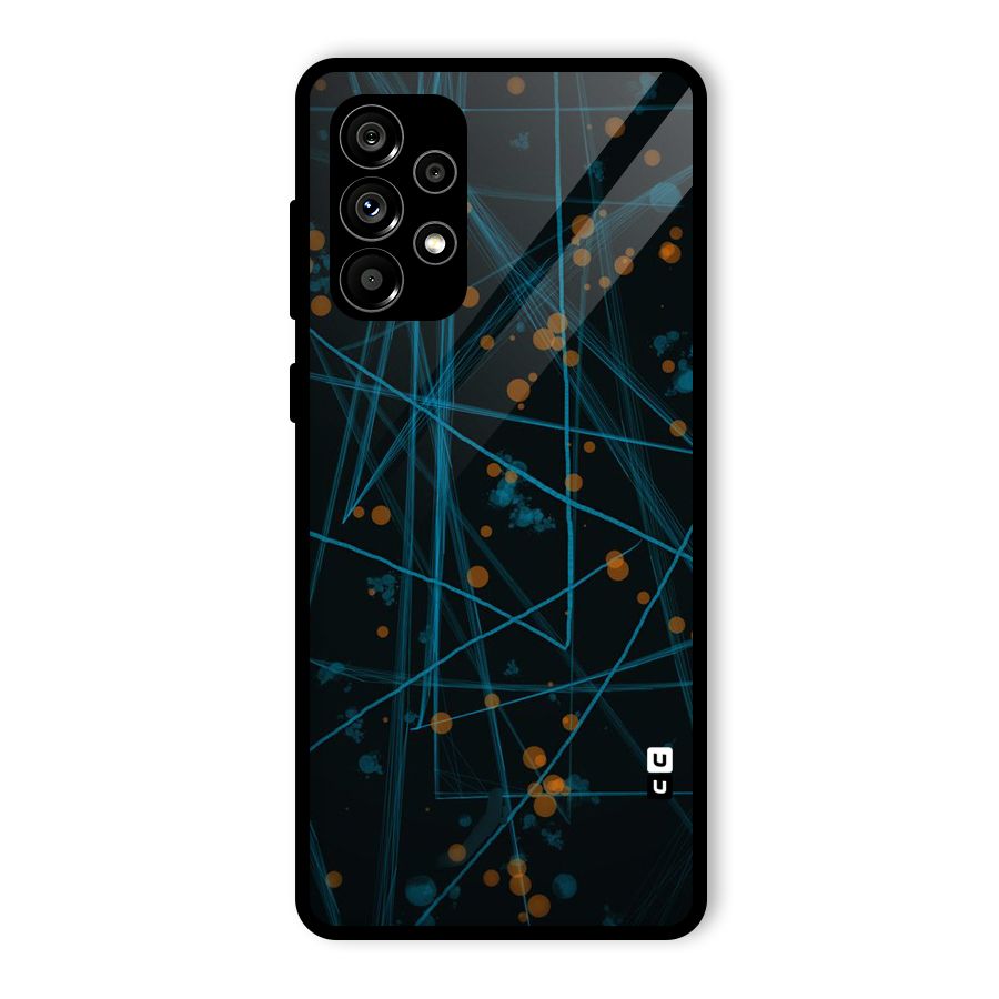Blue Lines Gold Dots Glass Back Case for Galaxy A73 5G