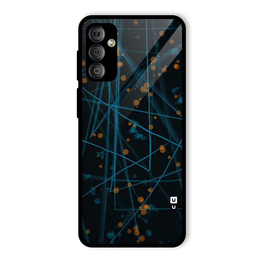 Blue Lines Gold Dots Glass Back Case for Galaxy F23