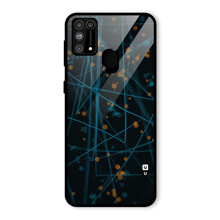 Blue Lines Gold Dots Glass Back Case for Galaxy F41