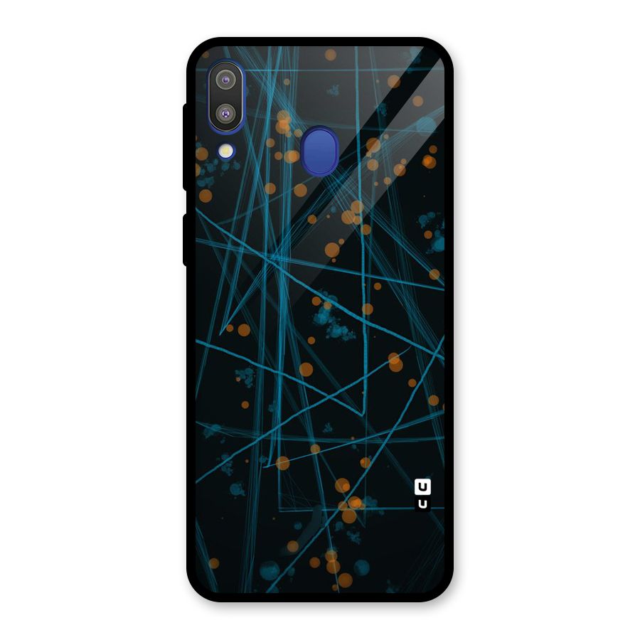 Blue Lines Gold Dots Glass Back Case for Galaxy M20