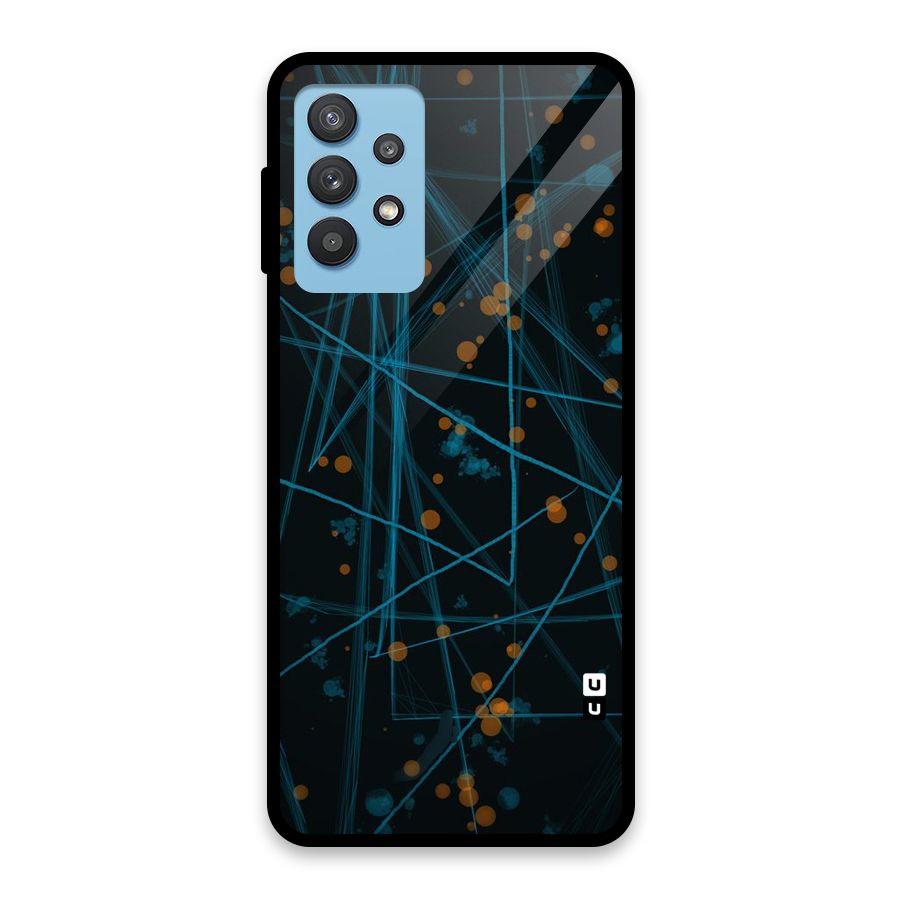 Blue Lines Gold Dots Glass Back Case for Galaxy M32 5G