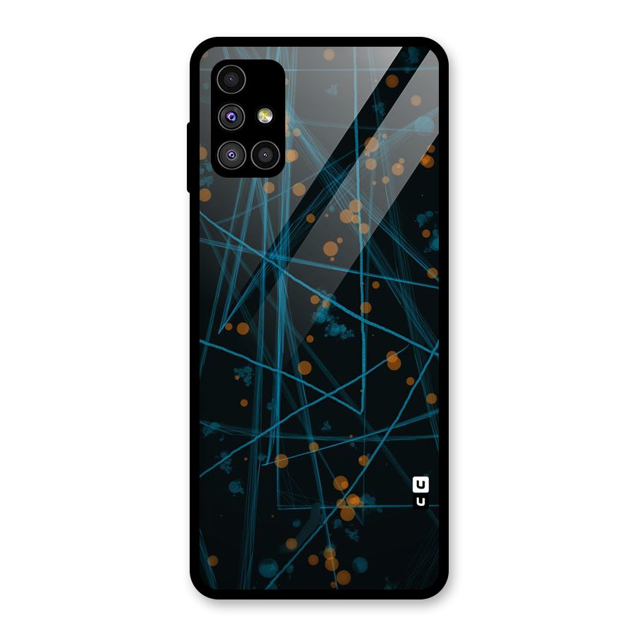 Blue Lines Gold Dots Glass Back Case for Galaxy M51