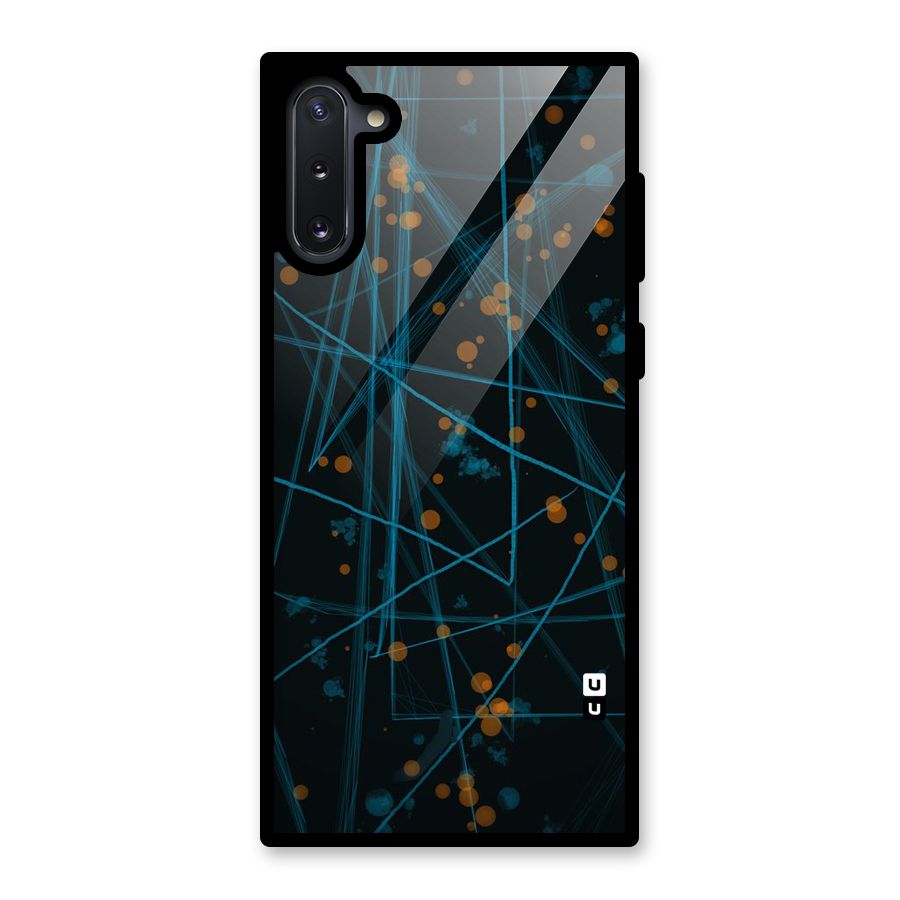 Blue Lines Gold Dots Glass Back Case for Galaxy Note 10