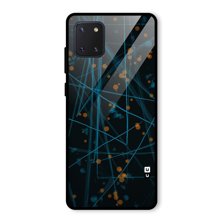 Blue Lines Gold Dots Glass Back Case for Galaxy Note 10 Lite