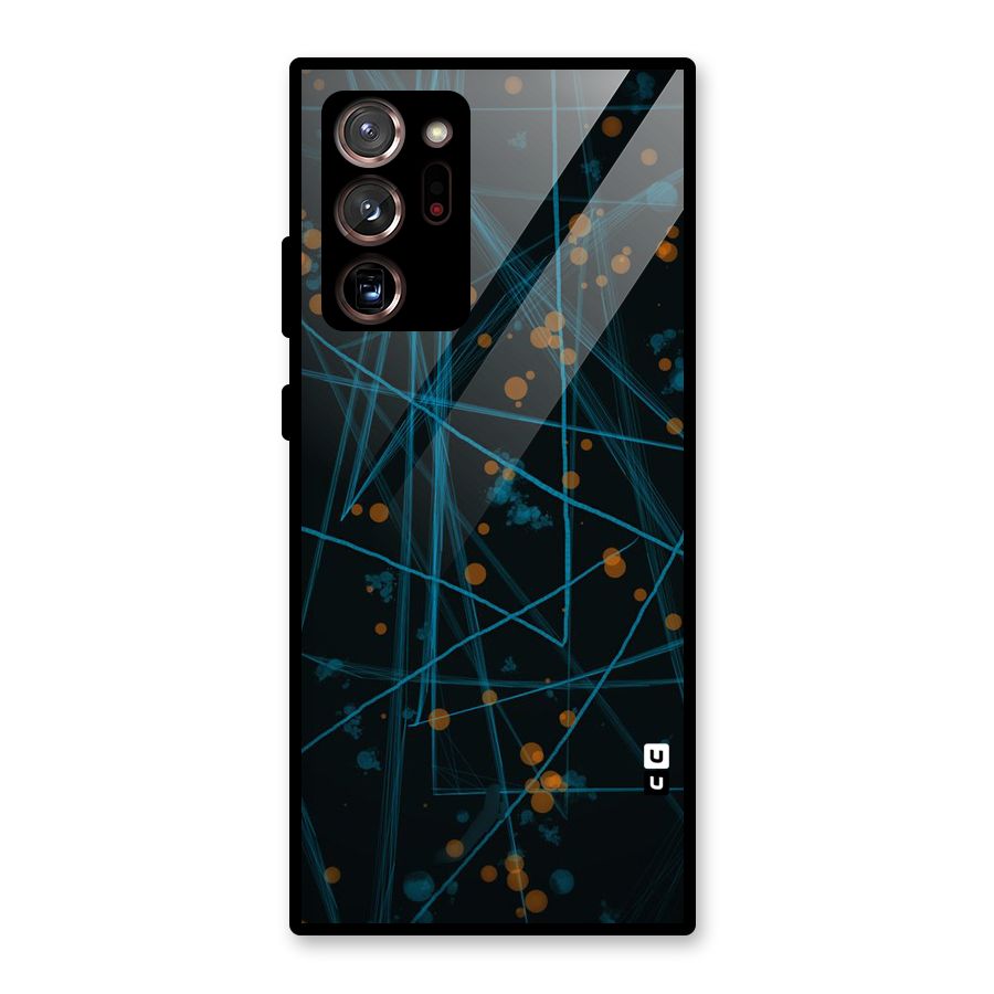 Blue Lines Gold Dots Glass Back Case for Galaxy Note 20 Ultra