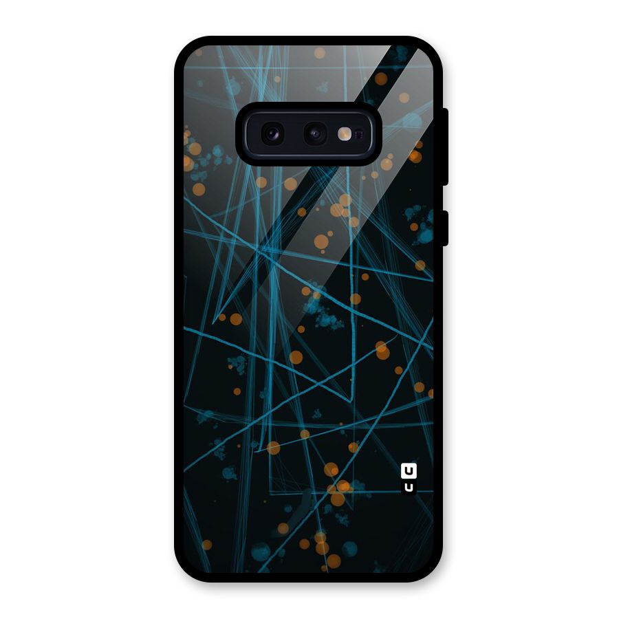 Blue Lines Gold Dots Glass Back Case for Galaxy S10e