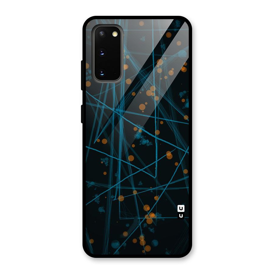 Blue Lines Gold Dots Glass Back Case for Galaxy S20