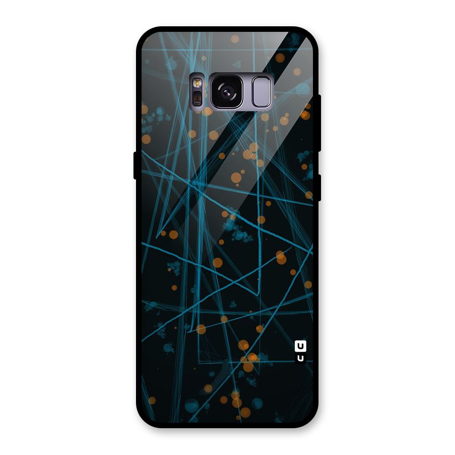 Blue Lines Gold Dots Glass Back Case for Galaxy S8