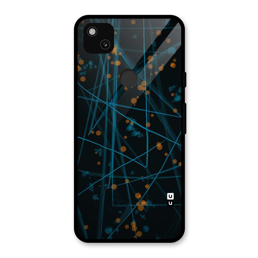 Blue Lines Gold Dots Glass Back Case for Google Pixel 4a