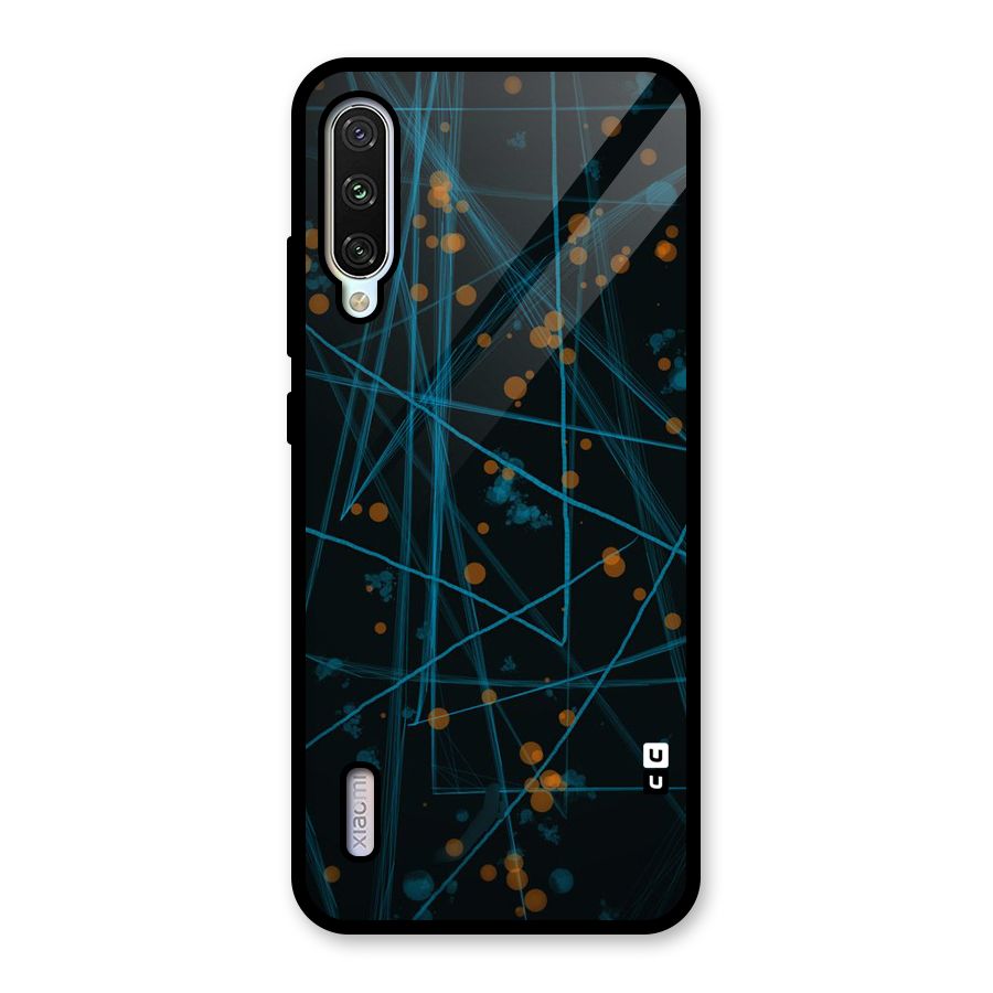 Blue Lines Gold Dots Glass Back Case for Mi A3