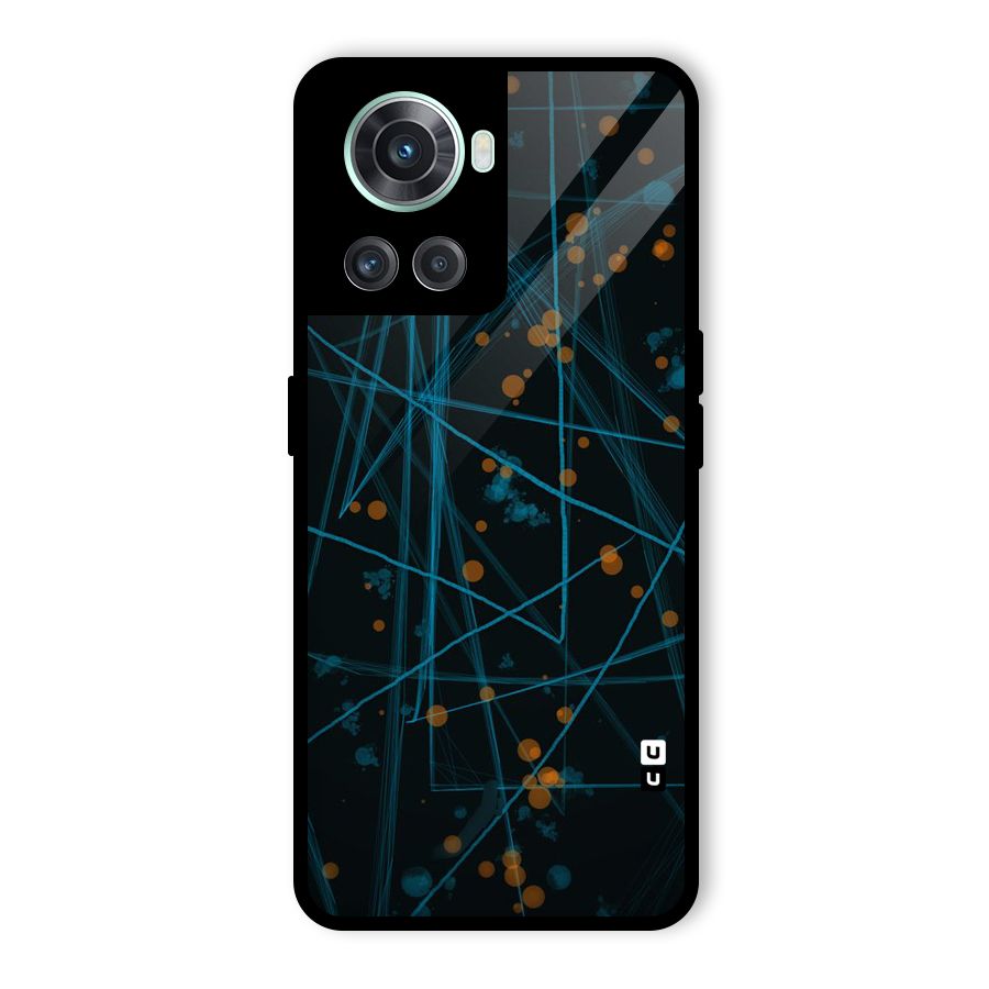 Blue Lines Gold Dots Glass Back Case for OnePlus 10R