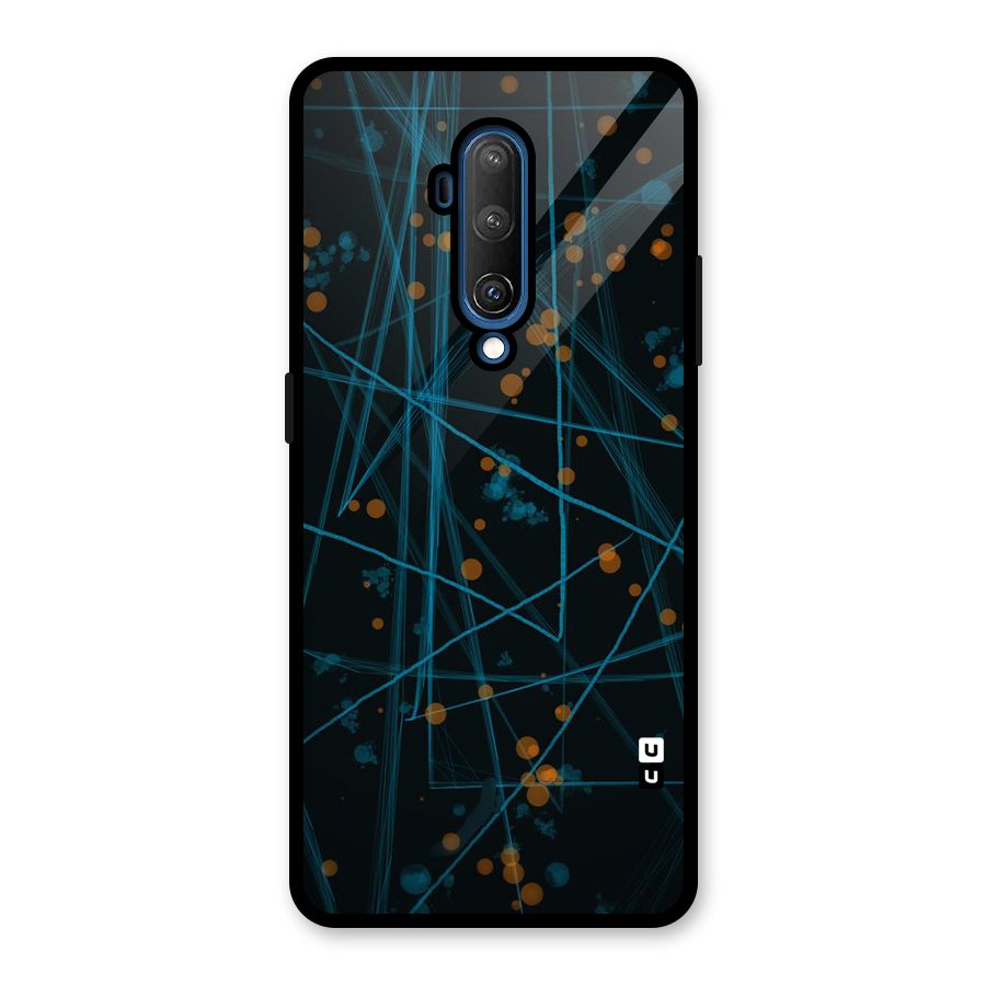 Blue Lines Gold Dots Glass Back Case for OnePlus 7T Pro