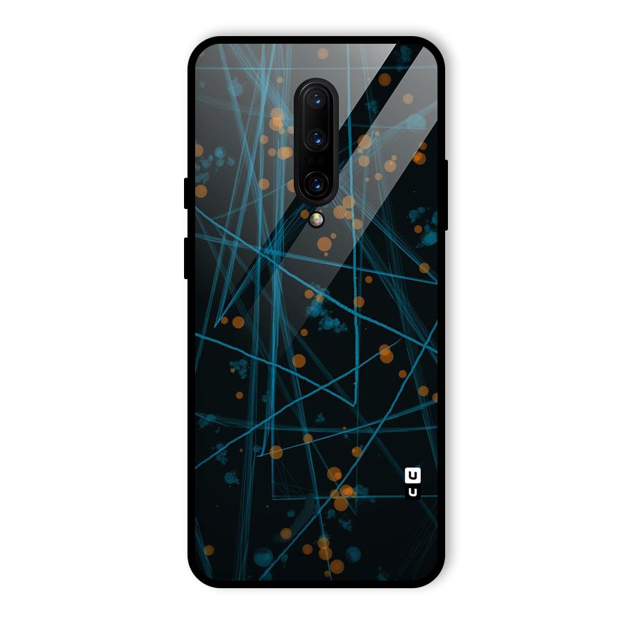 Blue Lines Gold Dots Glass Back Case for OnePlus 7 Pro
