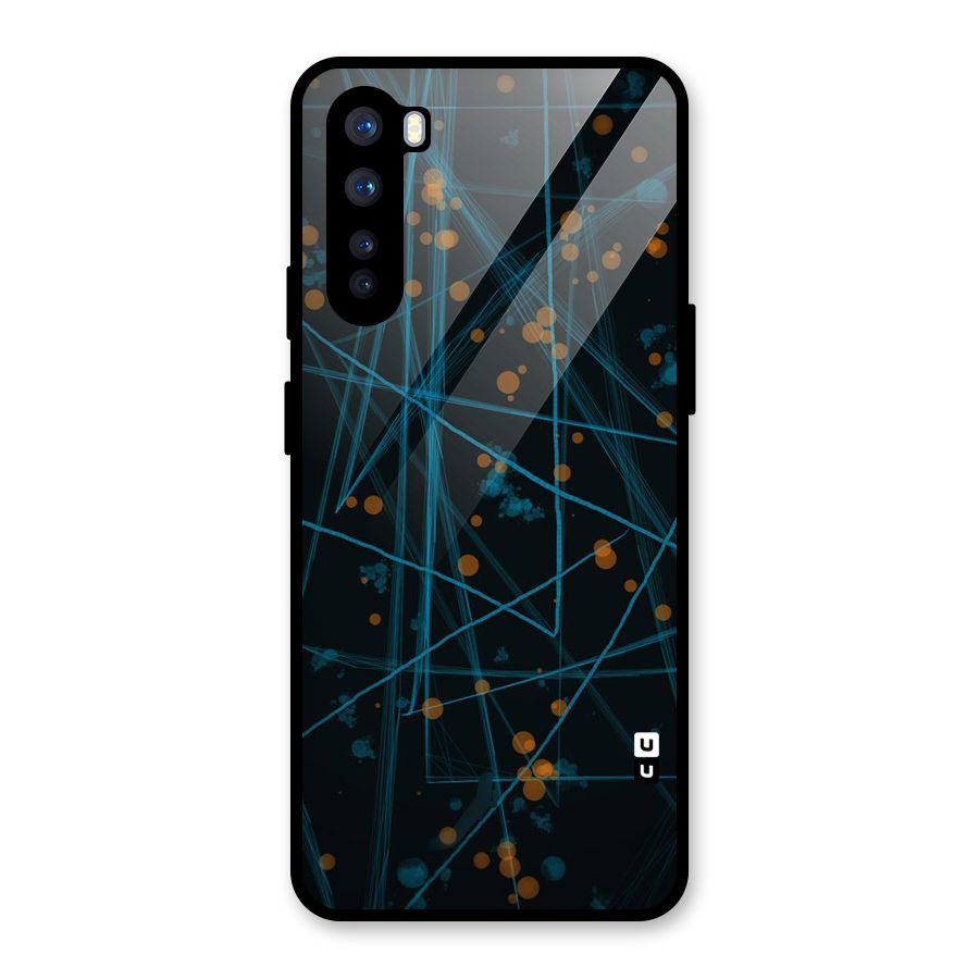 Blue Lines Gold Dots Glass Back Case for OnePlus Nord