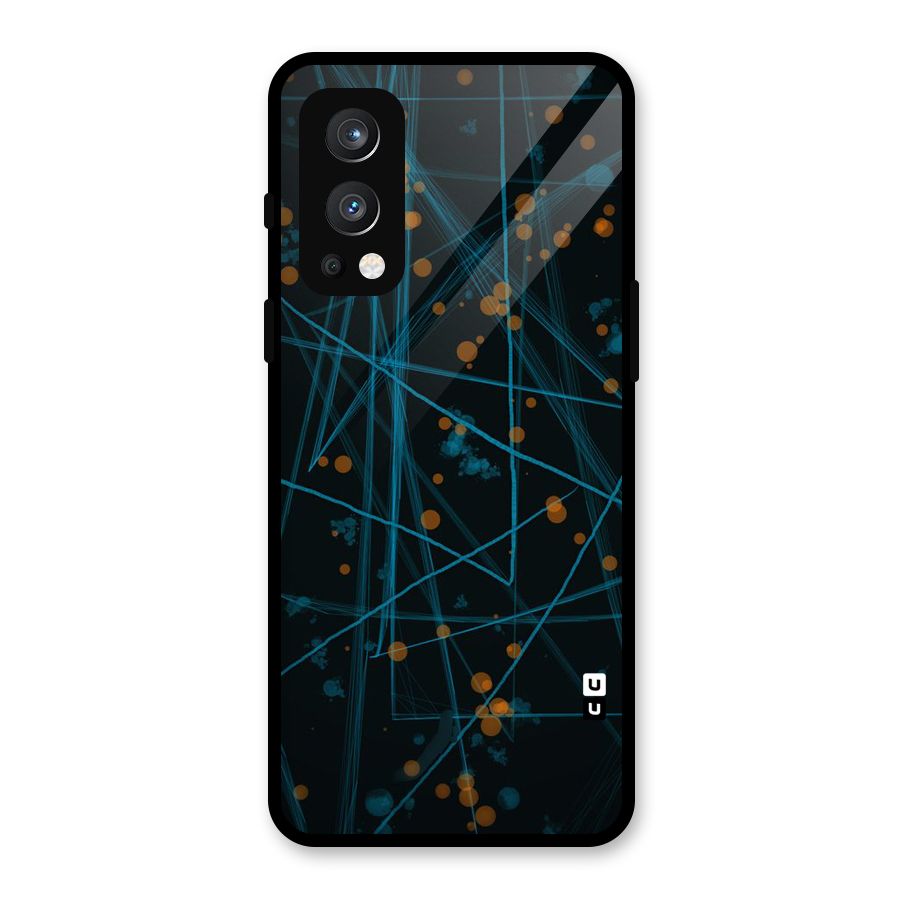 Blue Lines Gold Dots Glass Back Case for OnePlus Nord 2 5G