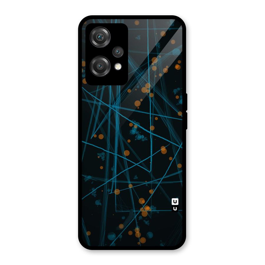 Blue Lines Gold Dots Glass Back Case for OnePlus Nord CE 2 Lite 5G