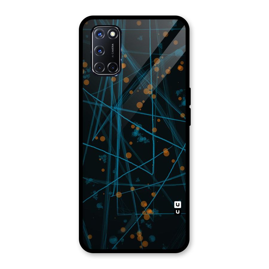 Blue Lines Gold Dots Glass Back Case for Oppo A52