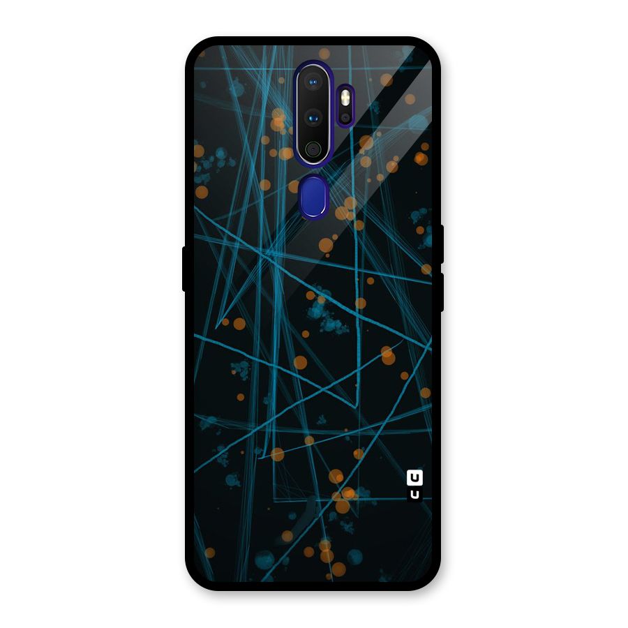 Blue Lines Gold Dots Glass Back Case for Oppo A9 (2020)