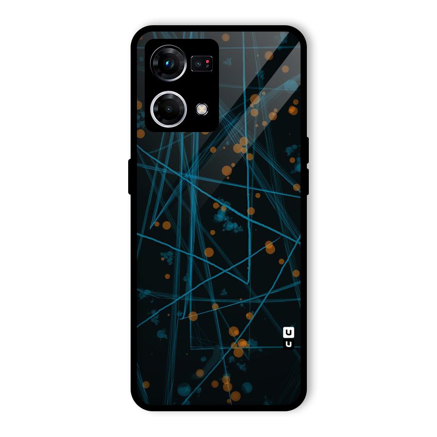 Blue Lines Gold Dots Glass Back Case for Oppo F21 Pro 5G