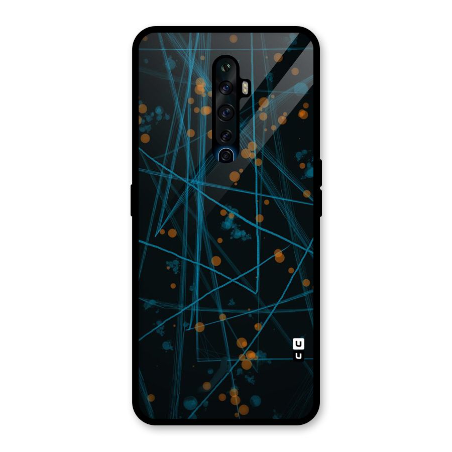 Blue Lines Gold Dots Glass Back Case for Oppo Reno2 F