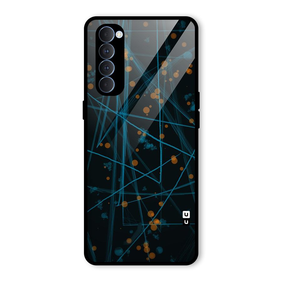 Blue Lines Gold Dots Glass Back Case for Oppo Reno4 Pro